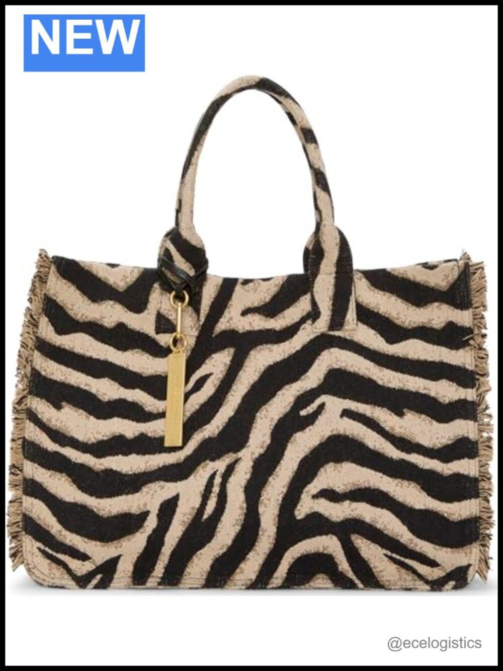 Vince Camuto Tiger Stripe Shoulder Handbag with Magnetic Closure